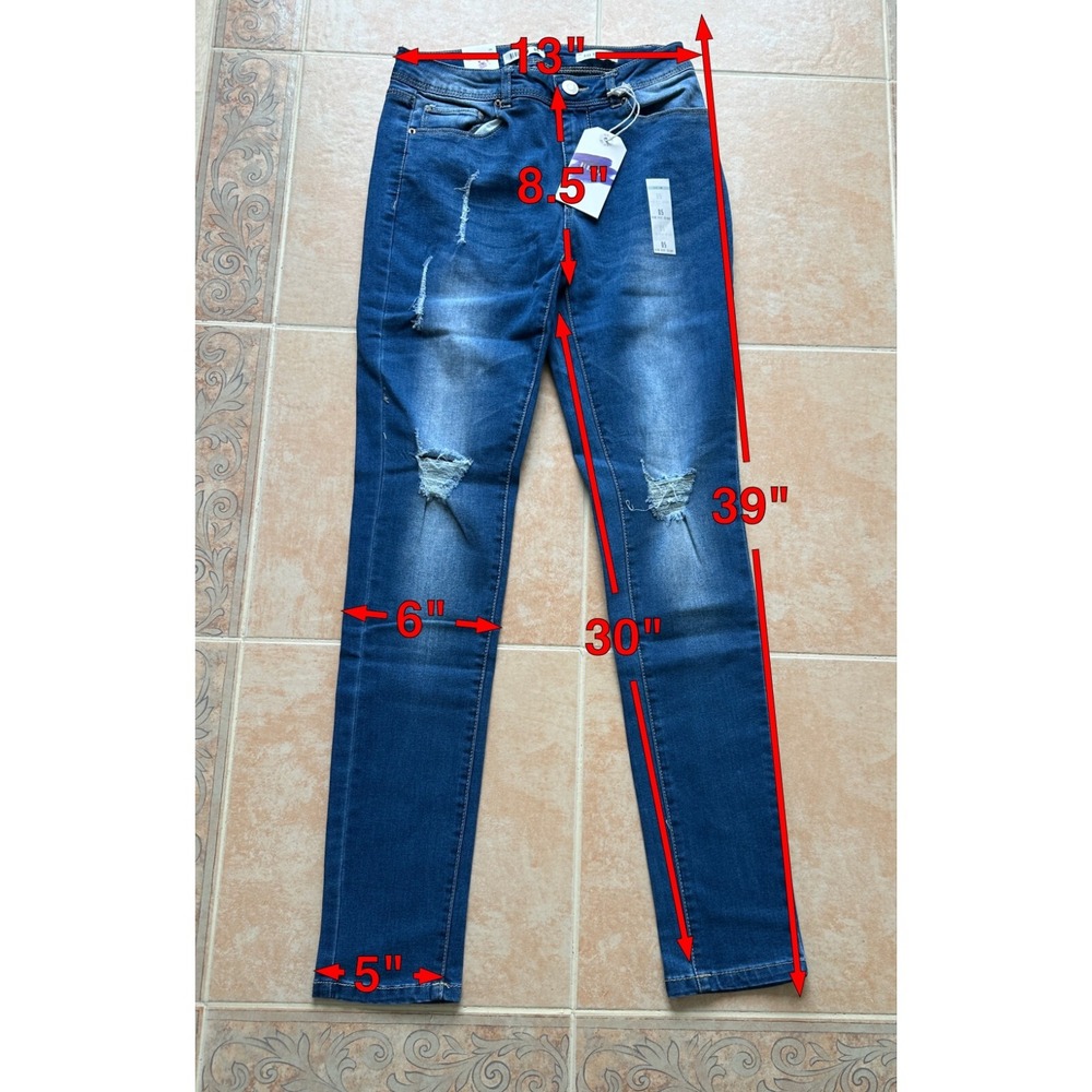 Blue Jam High rise Skinny distressed jeans Women's Size 5 -New! - Picture 2 of 9